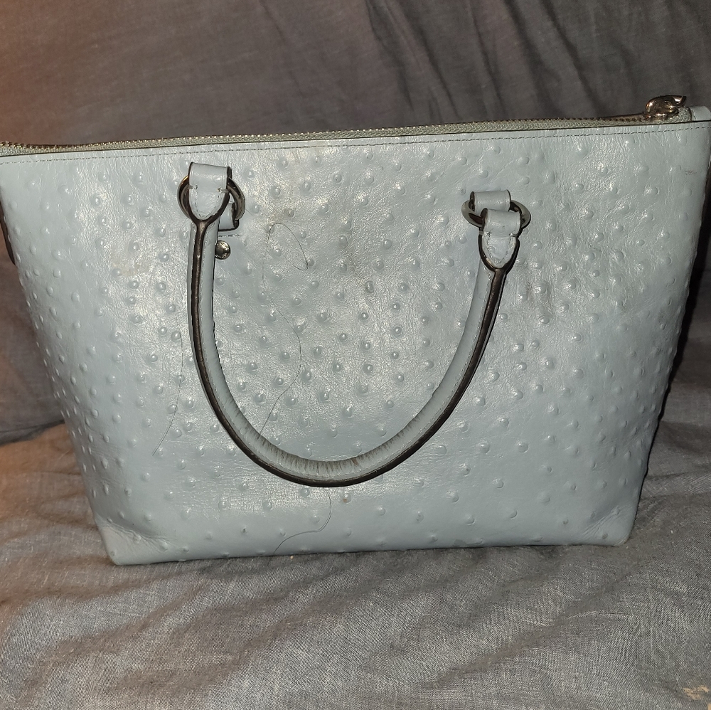 Coach handbag baby blue/ gray blue riveted cross-body strap included - Picture 10 of 11